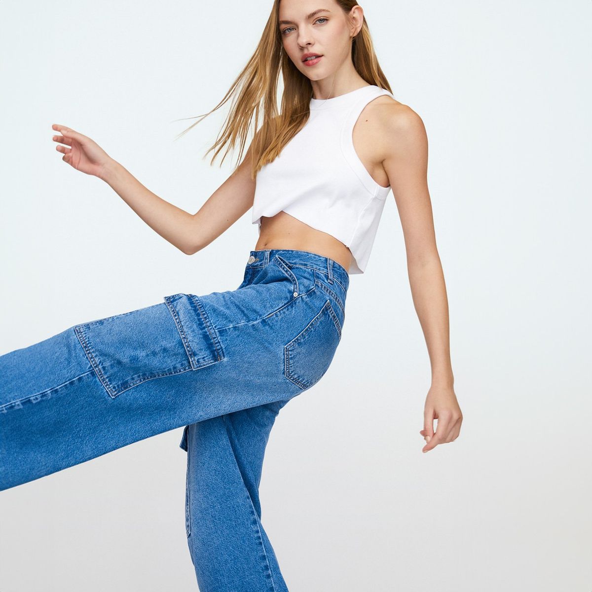 SYBILLA - Jeans Sybilla Cargo Tiro Medio Mujer Algodón