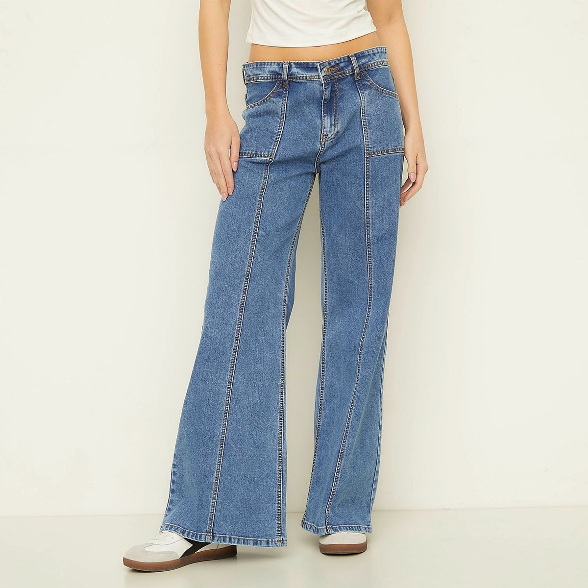 SYBILLA - Jeans Wide Leg Tiro Alto Mujer Sybilla