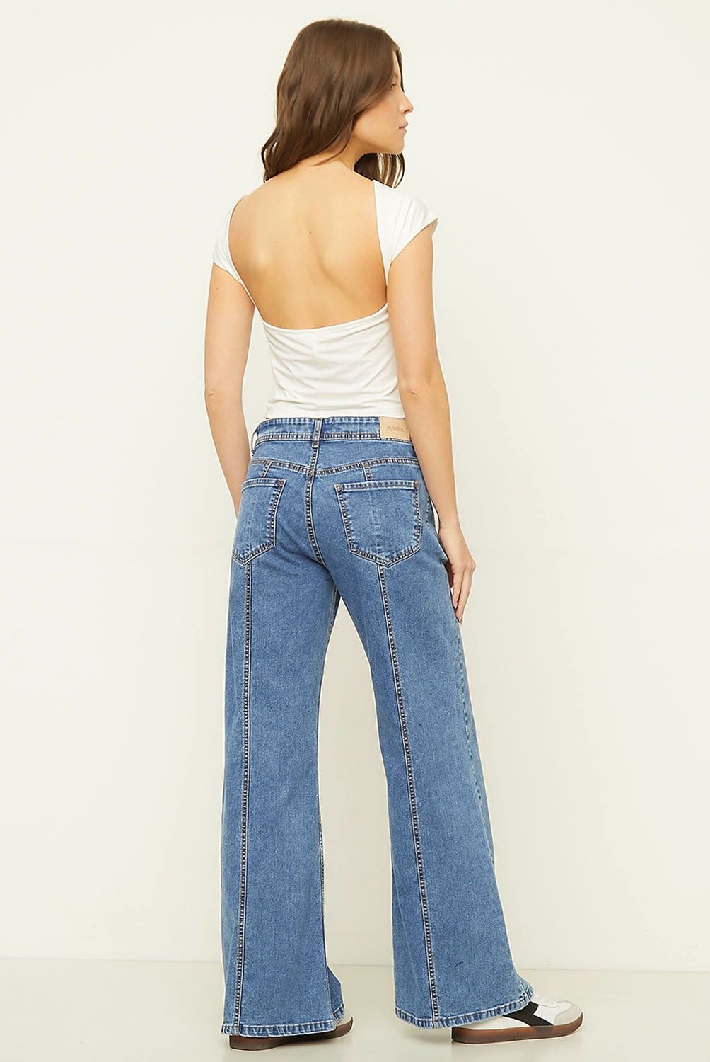 SYBILLA - Jeans Wide Leg Tiro Alto Mujer Sybilla