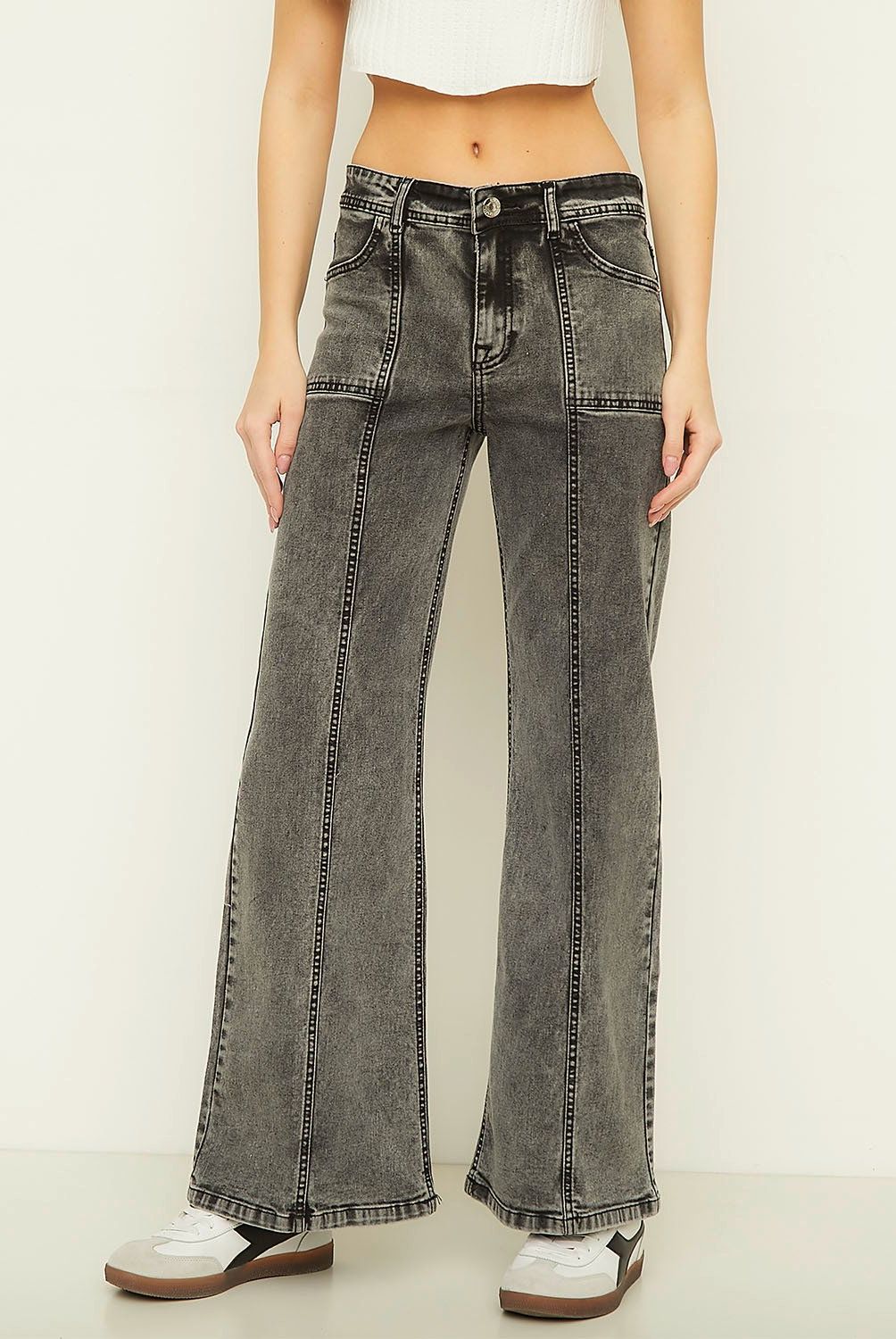 SYBILLA - Jeans Wide Leg Tiro Alto Mujer Sybilla