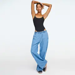 SYBILLA - Jeans Wide Leg Tiro Alto Mujer Algodón