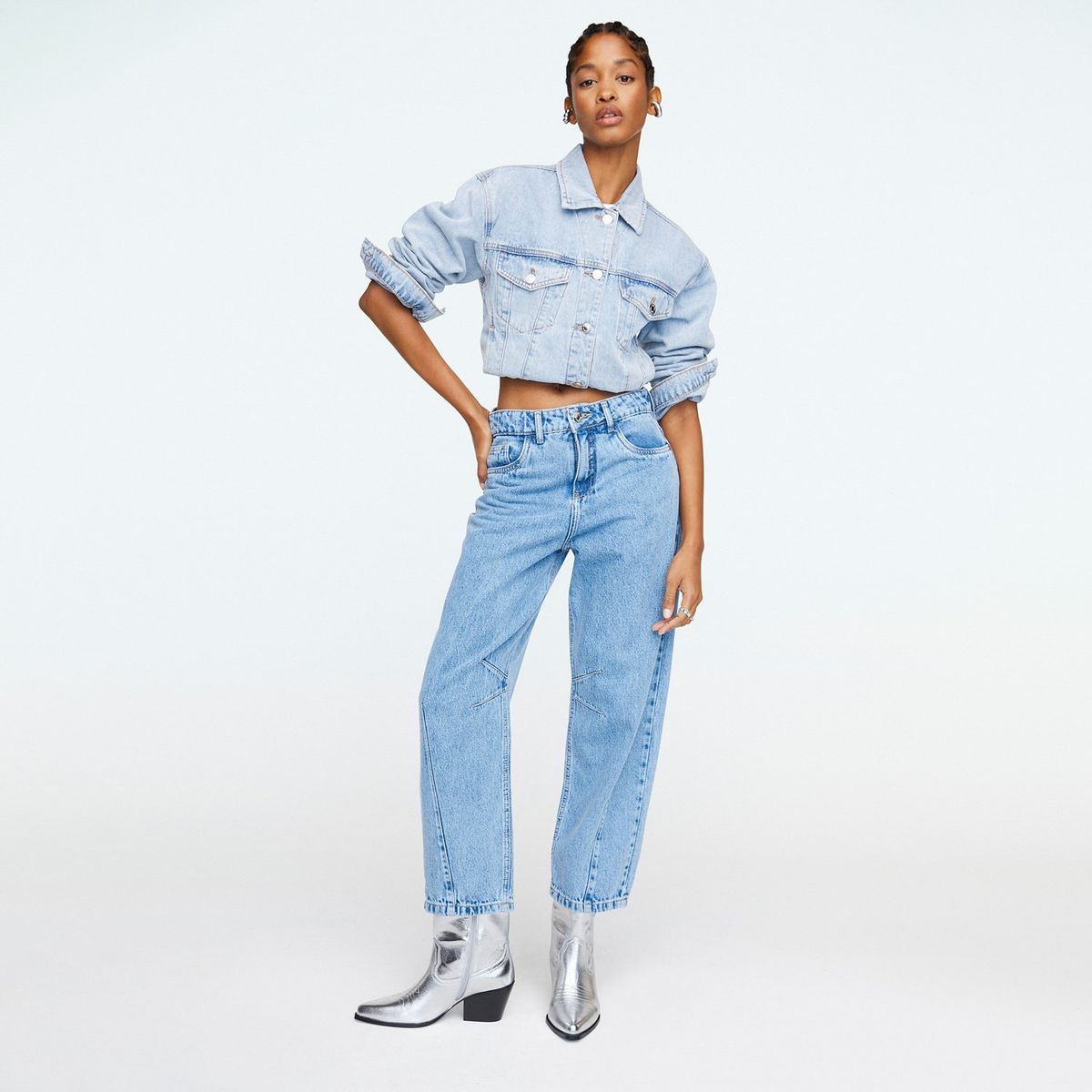 SYBILLA - Jeans Balloon Tiro Alto Mujer Sybilla Algodón Casual