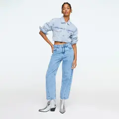 SYBILLA - Jeans Balloon Tiro Alto Mujer Algodón Casual