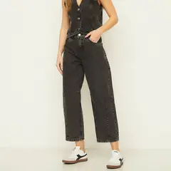 SYBILLA - Jeans Balloon Tiro Alto Mujer Algodón Casual