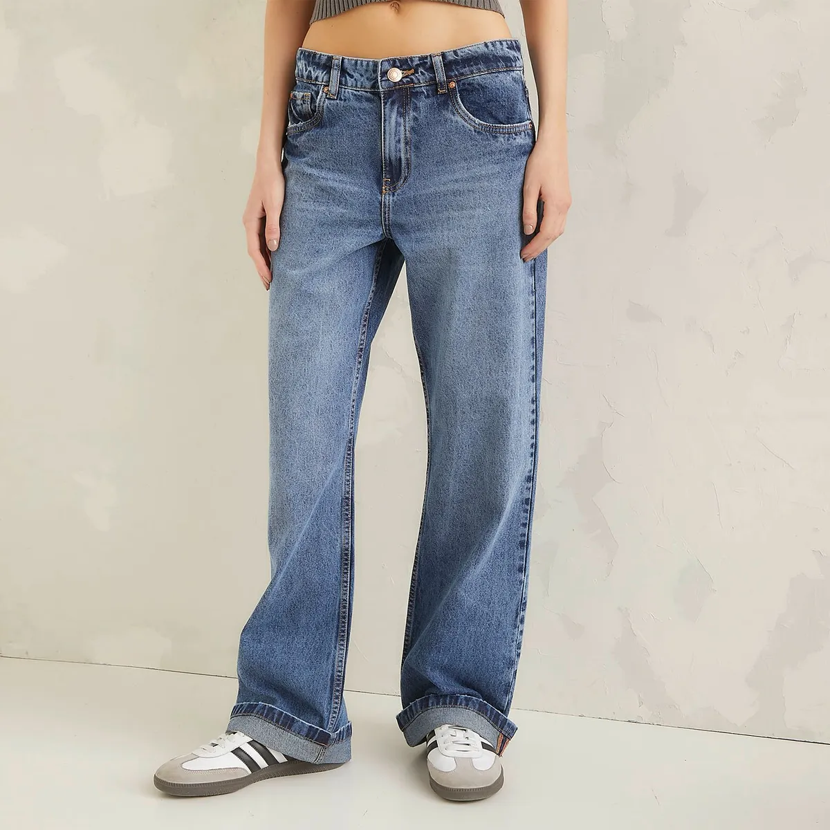 AMERICANINO - Jeans Americanino Tiro Alto Wide Leg Mujer Algodón
