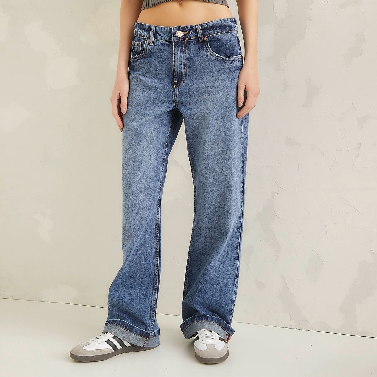 AMERICANINO - Jeans Americanino Tiro Alto Wide Leg Mujer Algodón