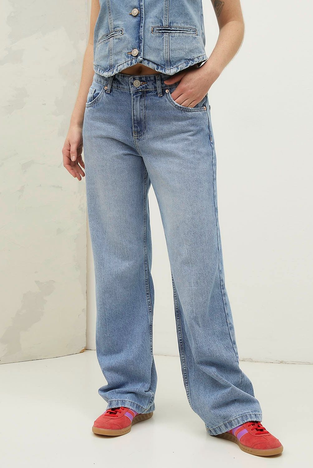 AMERICANINO - Jeans Americanino Wide Leg Tiro Medio Mujer Algodón