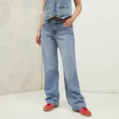 AMERICANINO - Jeans Wide Leg Tiro Medio Mujer Algodón