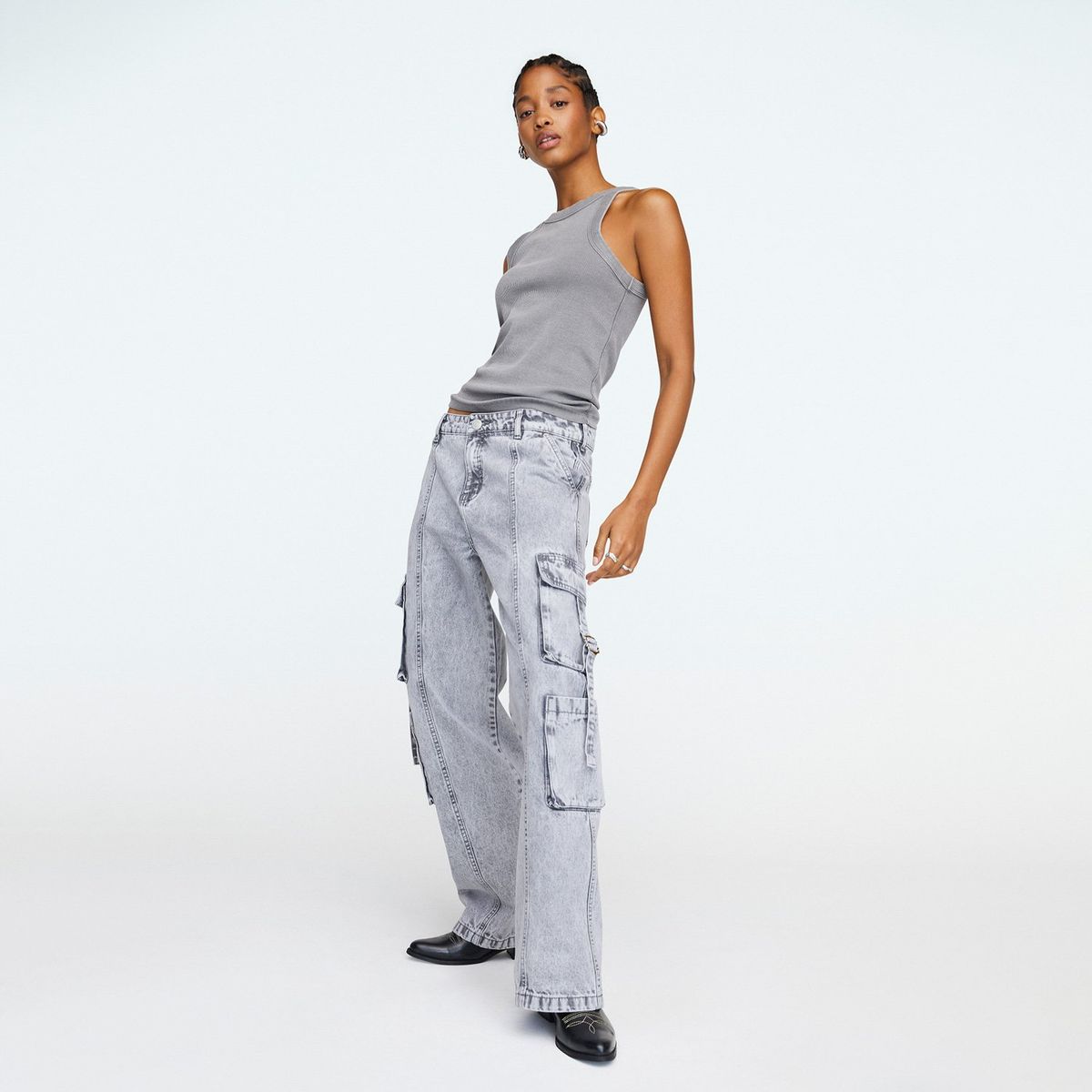 AMERICANINO - Jeans Cargo Tiro Medio Mujer Americanino
