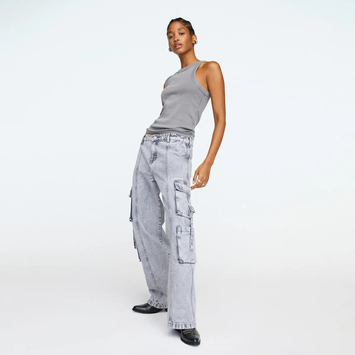 AMERICANINO - Jeans Cargo Tiro Medio Mujer Americanino