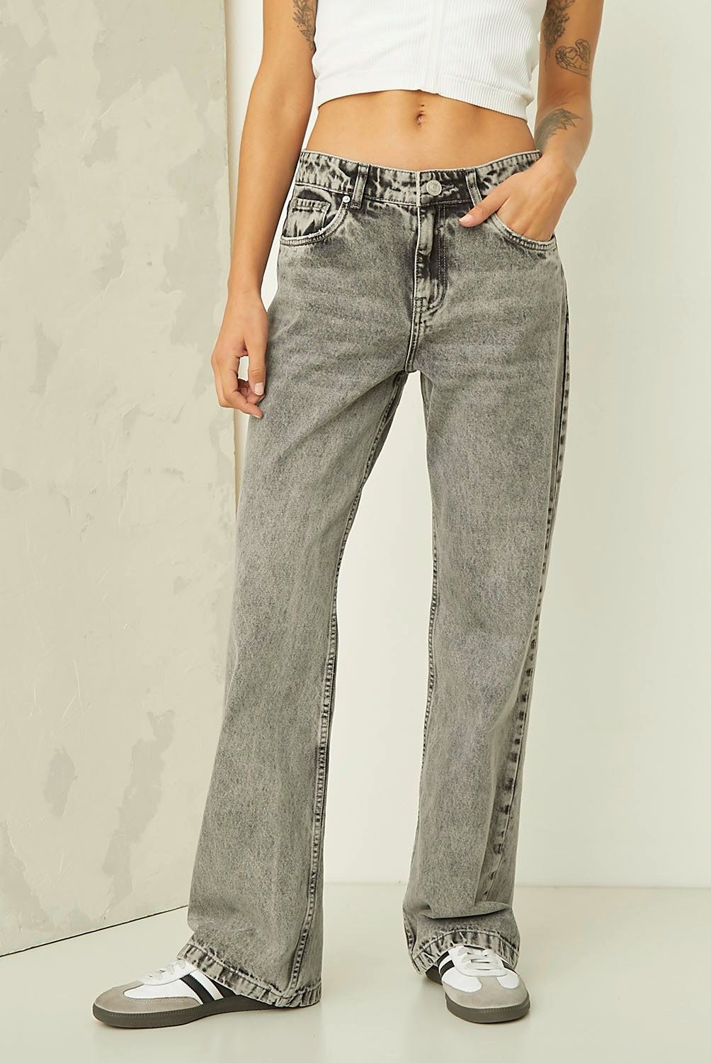 AMERICANINO - Jeans Americanino Wide Leg Tiro Medio Mujer 100% Algodón