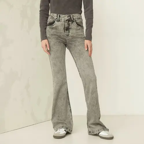 AMERICANINO - Jeans Flare Tiro Alto Mujer Casual Algodón