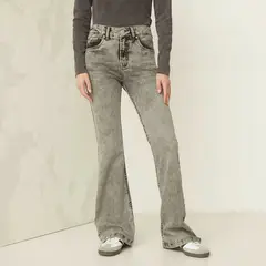 AMERICANINO - Jeans Flare Tiro Alto Mujer Casual Algodón