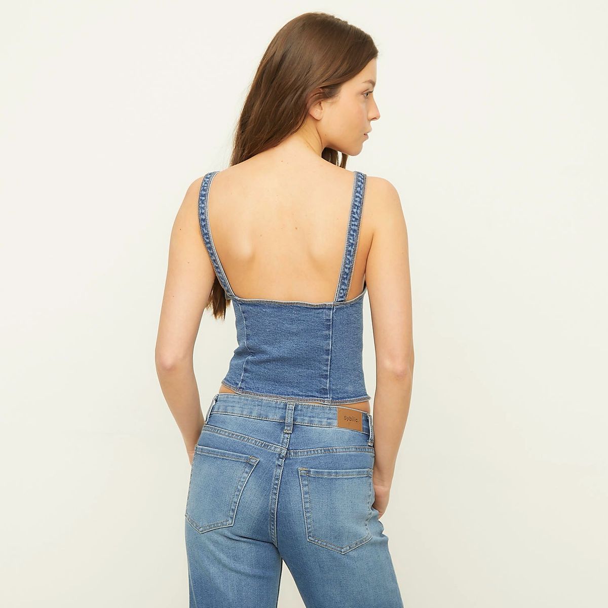 SYBILLA - Polera de Jeans Sin Mangas Algodón Mujer Sybilla