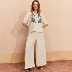 S COCCI - Pantalón Tiro Medio Lino Mujer S.Cocci