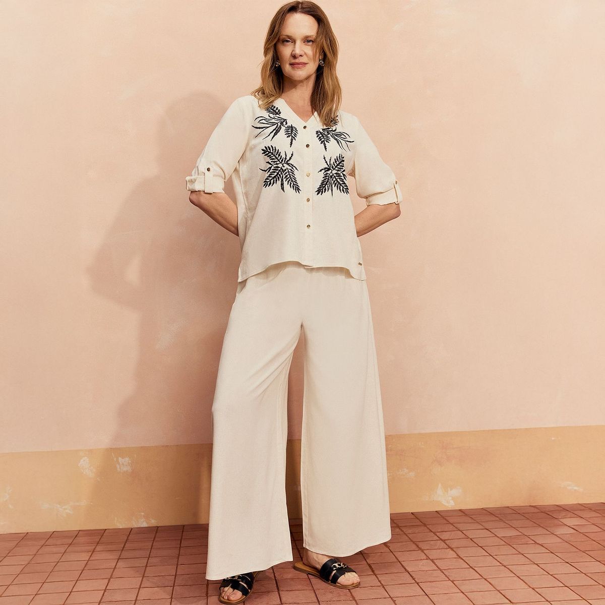 S COCCI - Pantalón Tiro Medio Lino Mujer S.Cocci