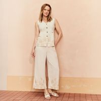 Pantalón Culotte Tiro Medio Lino Mujer S.Cocci