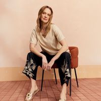 Pantalón Culotte Tiro Medio Lino Mujer S.Cocci