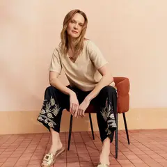 S COCCI - Pantalón Culotte Tiro Medio Lino Mujer S.Cocci