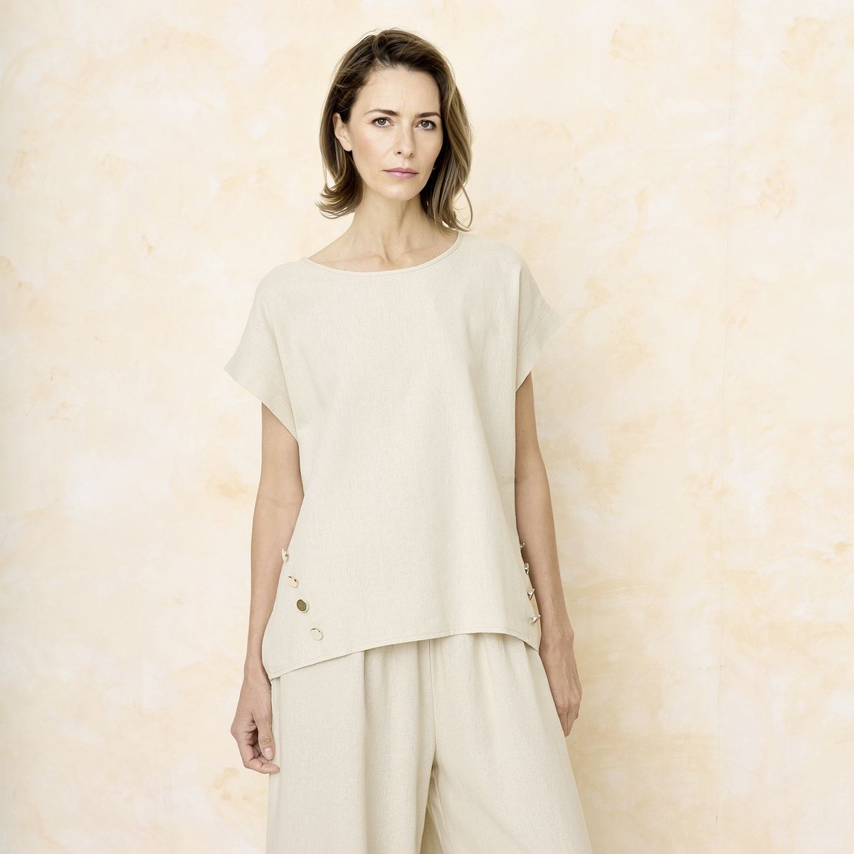 S COCCI - Blusa Manga Corta Lino Mujer S.Cocci