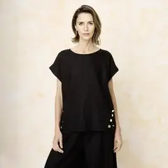 S COCCI - Blusa Manga Corta Lino Mujer S.Cocci