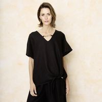 Blusa Lino con Collar Mujer S.Cocci