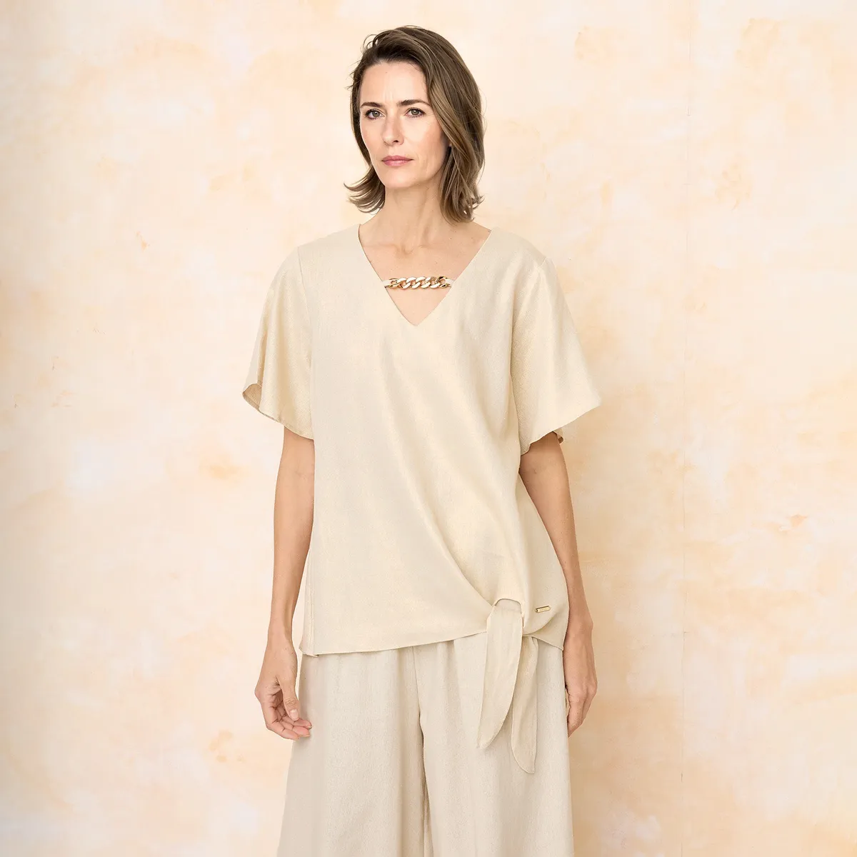 S COCCI - Blusa Lino con Collar Mujer S.Cocci