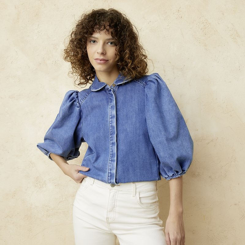 BASEMENT - Blusa Manga Larga Algodón Mujer Basement
