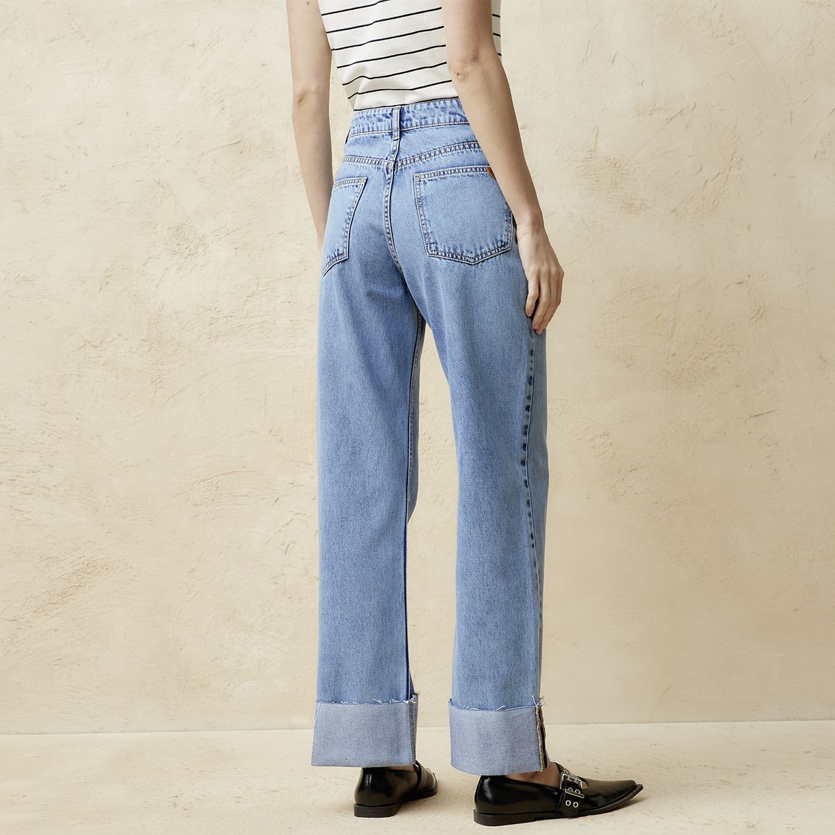 BASEMENT - Jeans Straight Tiro Medio Mujer Basement