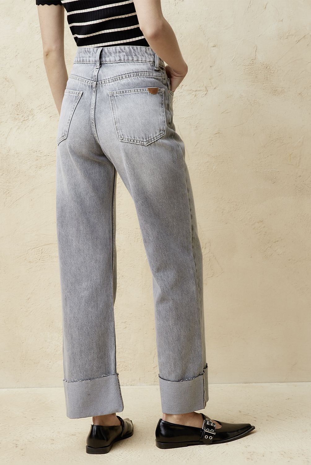 BASEMENT - Jeans Straight Tiro Medio Mujer Basement