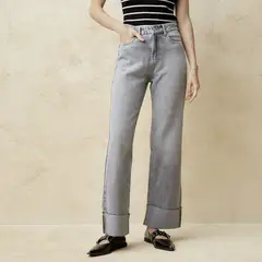 BASEMENT - Jeans Straight Tiro Medio Mujer