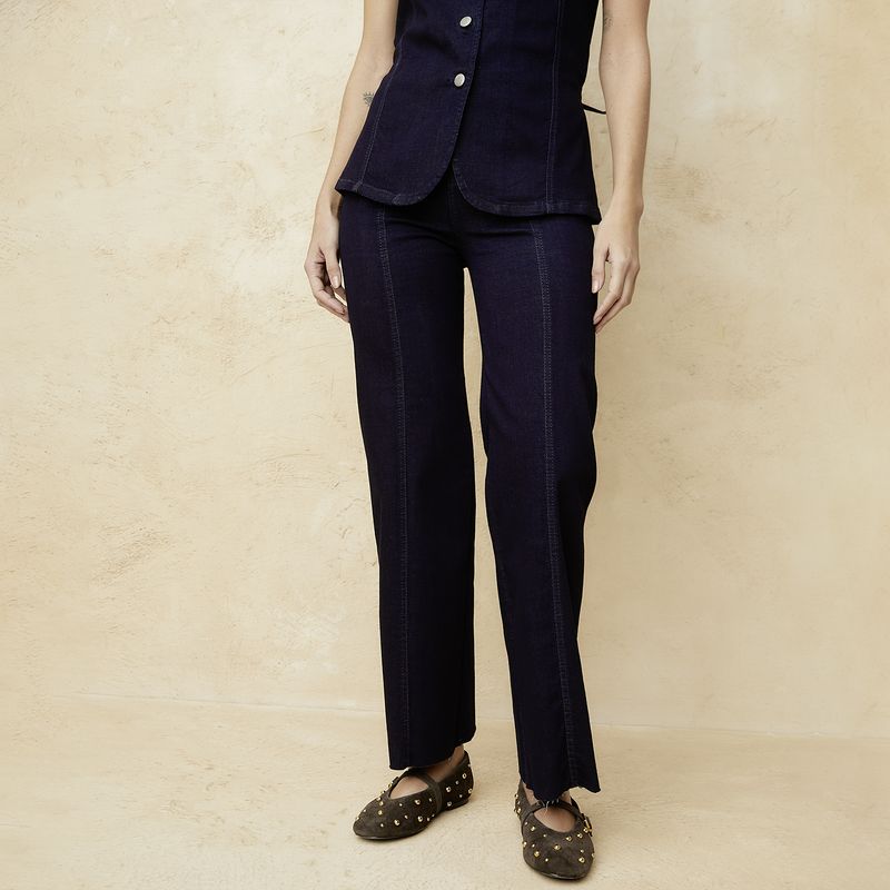 BASEMENT - Jeans Wide Leg Tiro Medio Mujer Basement