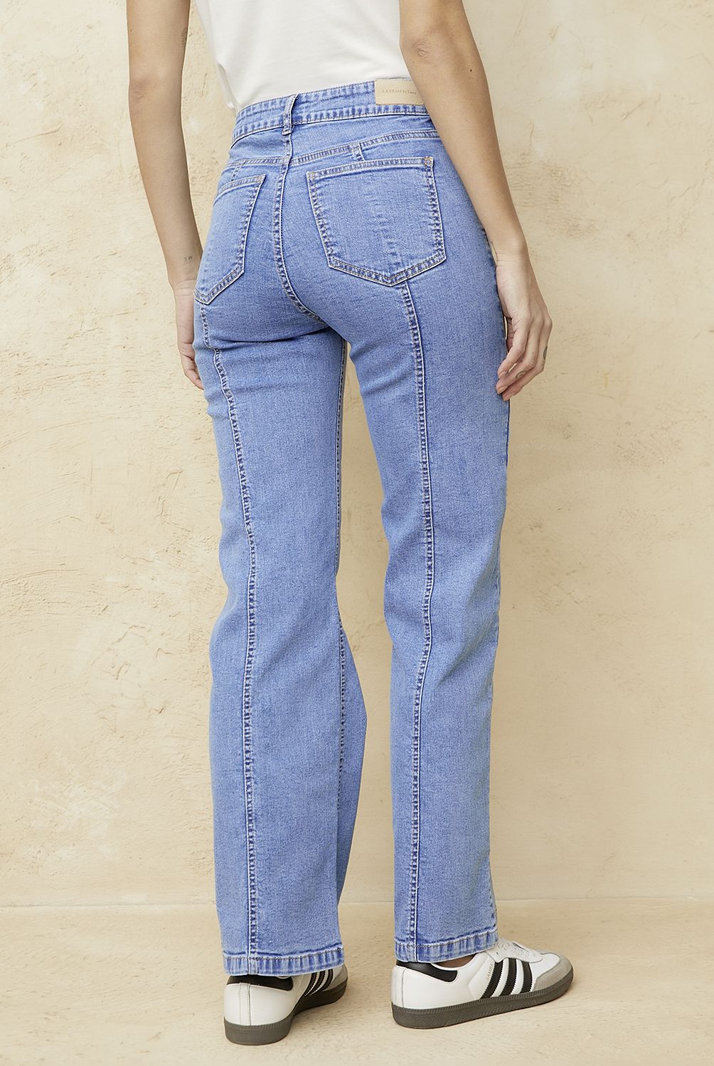 BASEMENT - Jeans Straight Tiro Medio Mujer Basement