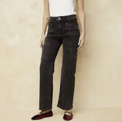 BASEMENT - Jeans Straight Tiro Medio Mujer