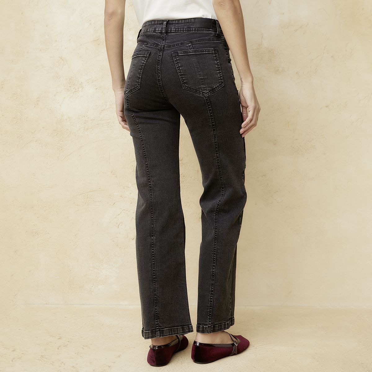 BASEMENT - Jeans Straight Tiro Medio Mujer Basement