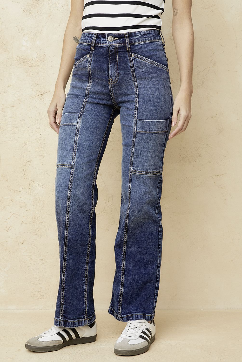 BASEMENT - Jeans Straight Tiro Medio Mujer Basement