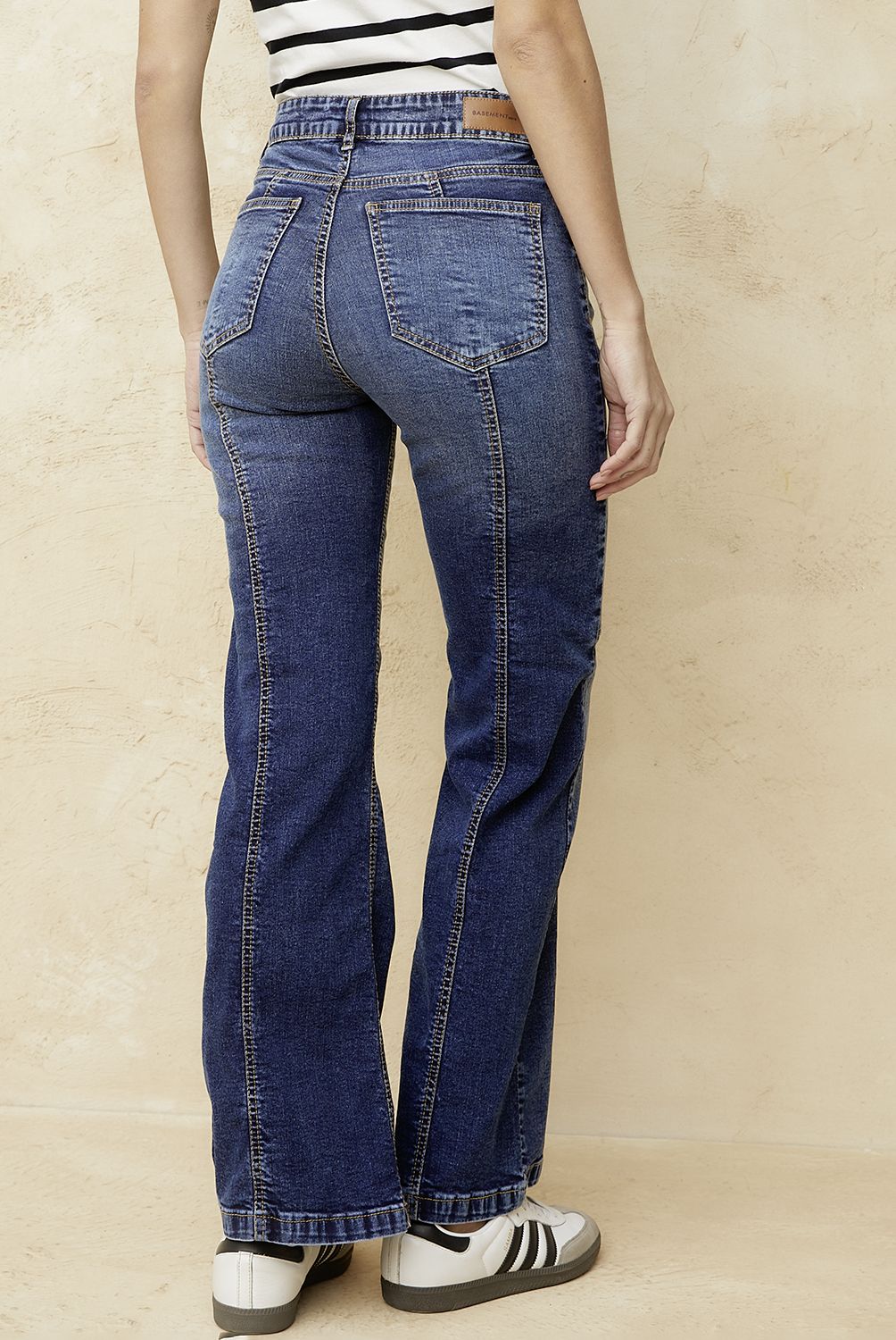 BASEMENT - Jeans Straight Tiro Medio Mujer Basement