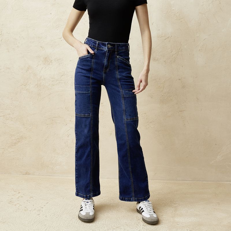 BASEMENT - Jeans Straight Tiro Medio Mujer Basement