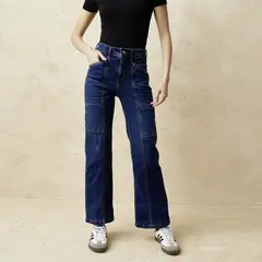 BASEMENT - Jeans Straight Tiro Medio Mujer