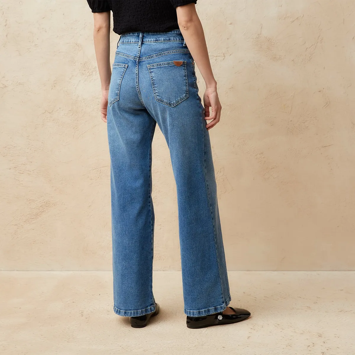 BASEMENT - Jeans Wide Leg Tiro Medio Mujer Basement