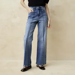 BASEMENT - Jeans Wide Leg Tiro Medio Mujer