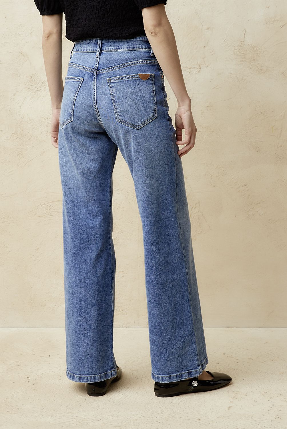 BASEMENT - Jeans Wide Leg Tiro Medio Mujer Basement