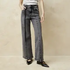 BASEMENT - Jeans Wide Leg Tiro Medio Mujer
