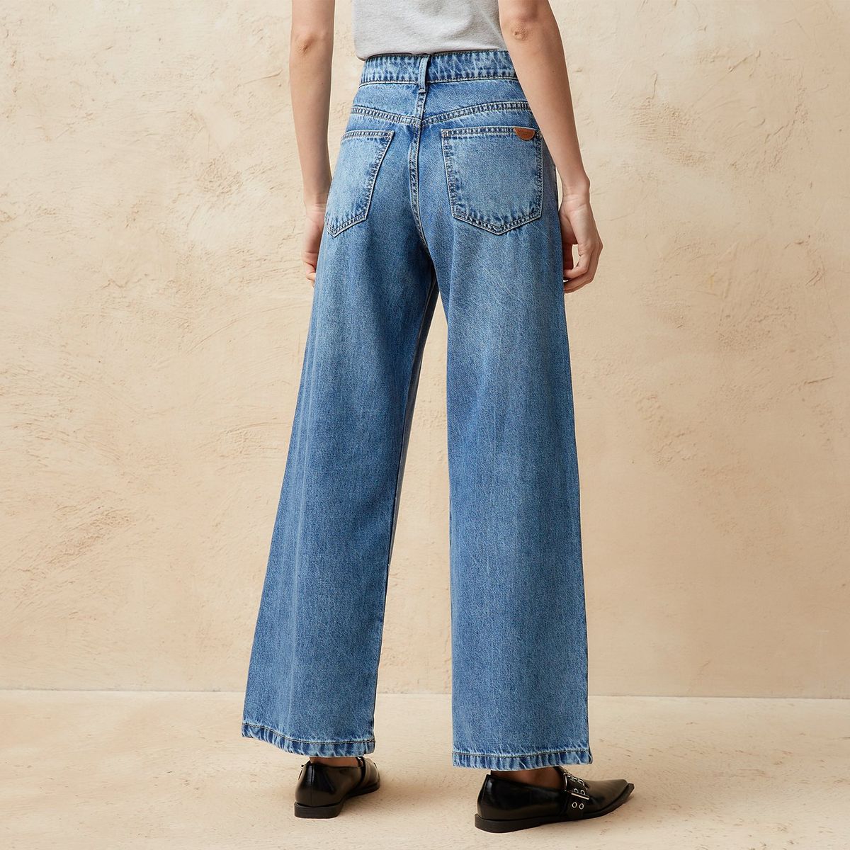 BASEMENT - Jeans Wide Leg Tiro Medio Mujer Basement