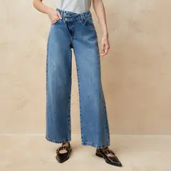 BASEMENT - Jeans Wide Leg Tiro Medio Mujer