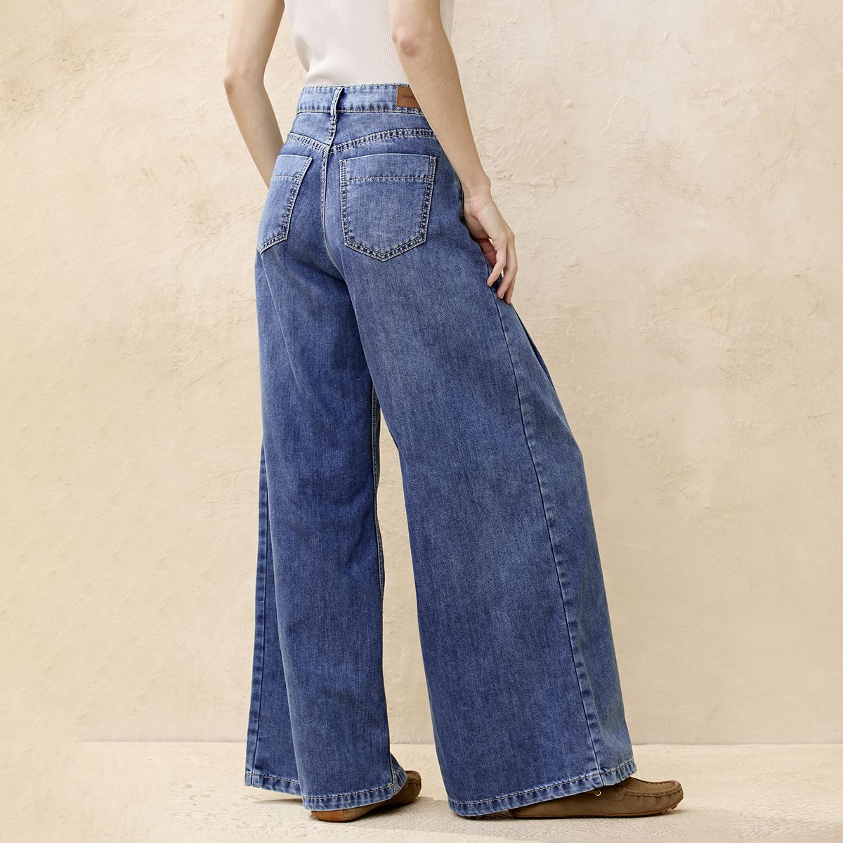 BASEMENT - Jeans Wide Leg Tiro Medio Mujer Basement
