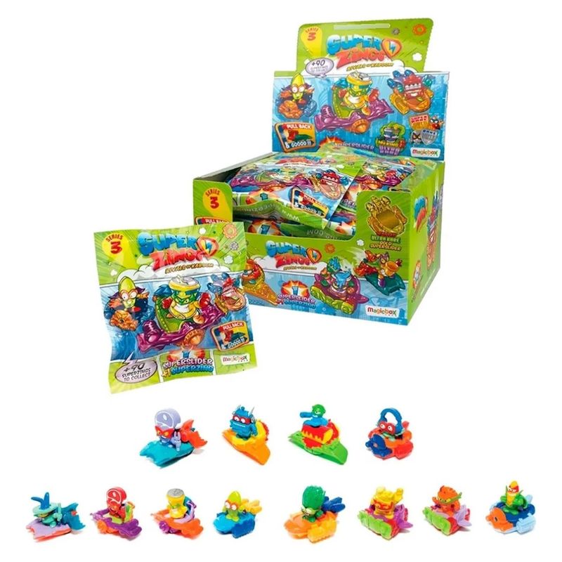 SUPERZINGS - Serie 3 Caja 24 Bolsas (En Cada Bolsa 1 Personaje + Slider) Superzings