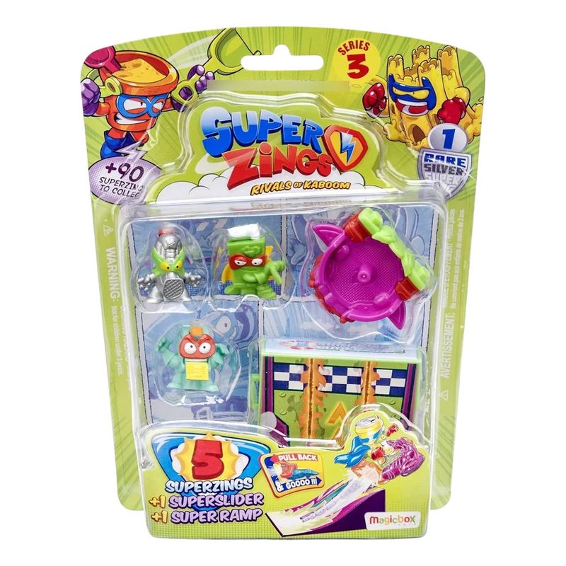 SUPERZINGS - Serie 3 Blister 5 Figuras + 1 Deslizador +1 Rampa Superzings