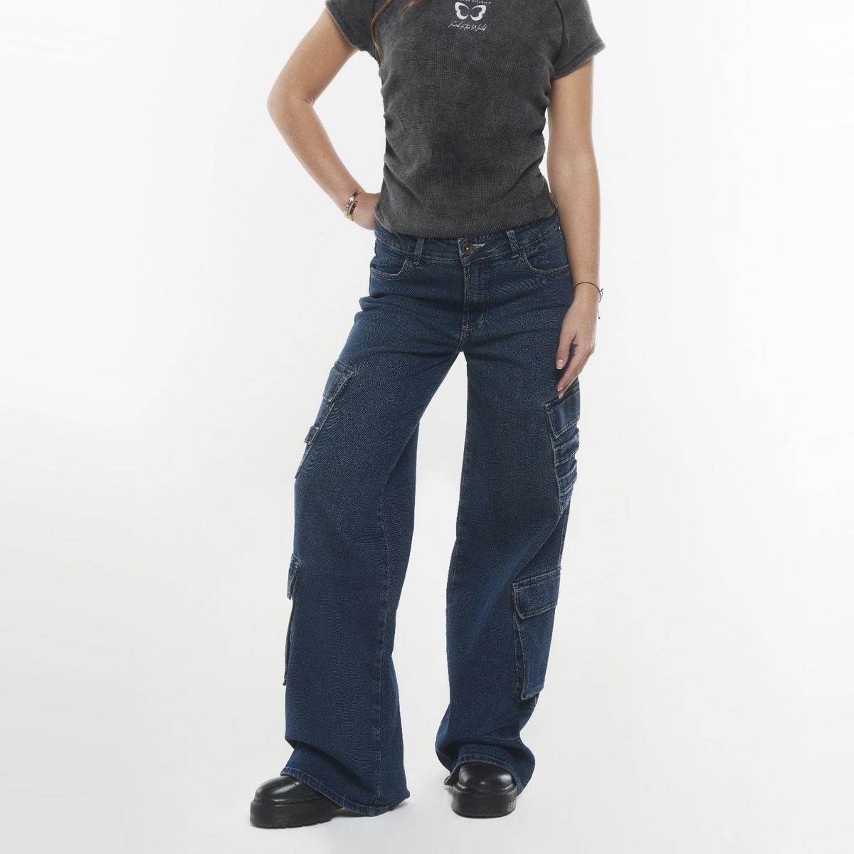 EFESIS - Jeans Wide Leg Tiro Medio Mujer Efesis