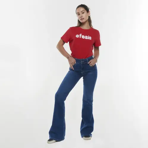 EFESIS - Jeans Flare Tiro Medio Mujer